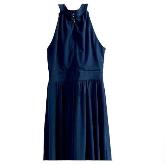 Banana Republic Factory Sz 4 navy blue halter dress fancy cocktail party - Picture 2 of 5